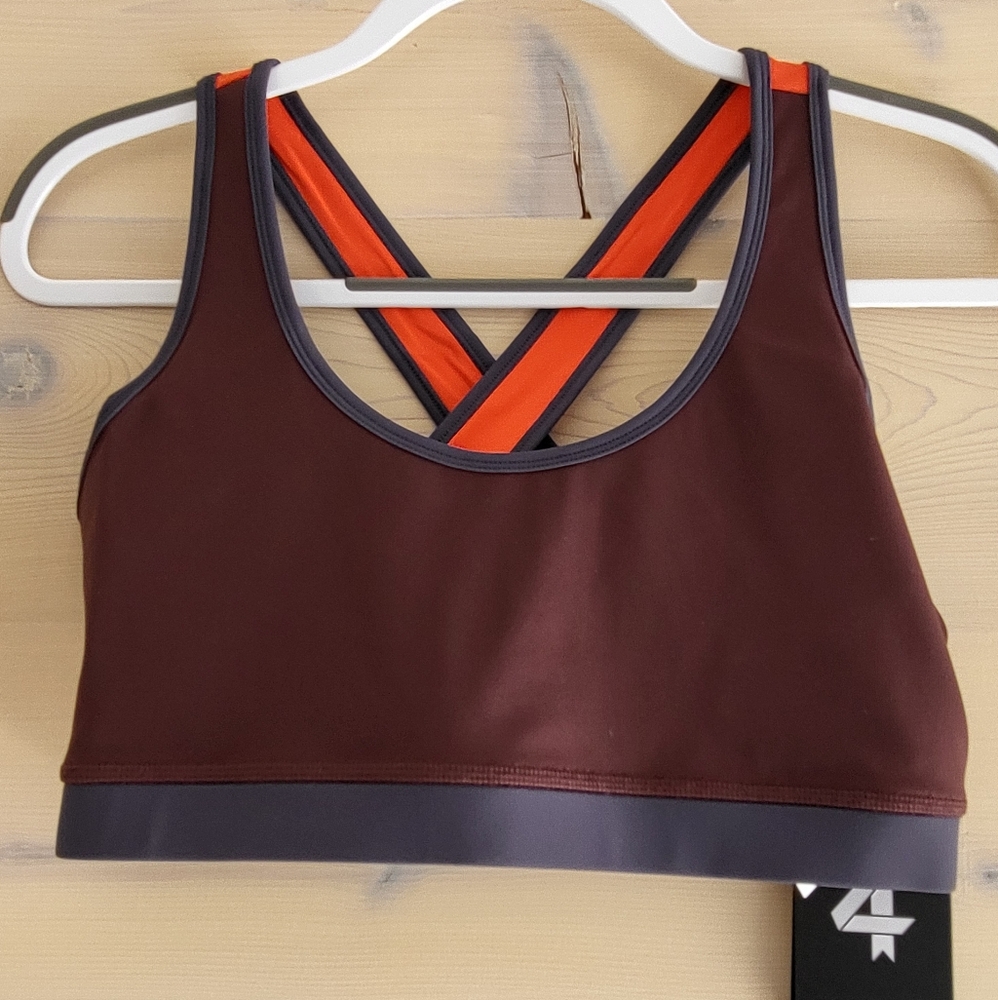 NWT FourLaps Infinity Sports Bra Fudge Smoke size L